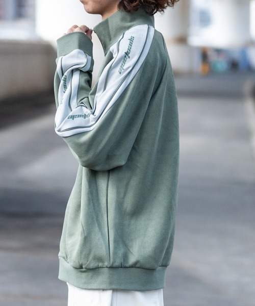 JOHN'S CLOSET（ジョンズクローゼット）の「【13】カットスウェード サイドライン トラックジャケット/ジャージ（ジャージ・メンズ・ブルーグレー/カーキ/ライトグレー・MEDIUM/LARGE）」の13枚目の写真