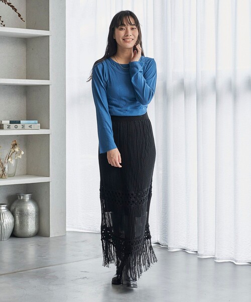 FREAK'S STORE(フリークスストア)の「FREAK’S STORE/フリークスストア The Yarn. ガーゼ天竺 タンクセットロンT(Tシャツ/カットソー・レディース・ブラック/オフホワイト/ブルー・フリ-)」の15枚目の写真