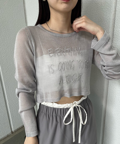 mline（エムライン）の「[mline]シアーロゴニット（ニット/セーター・レディース・アイボリー/グレー/ピンク・FREE）」の3枚目の写真