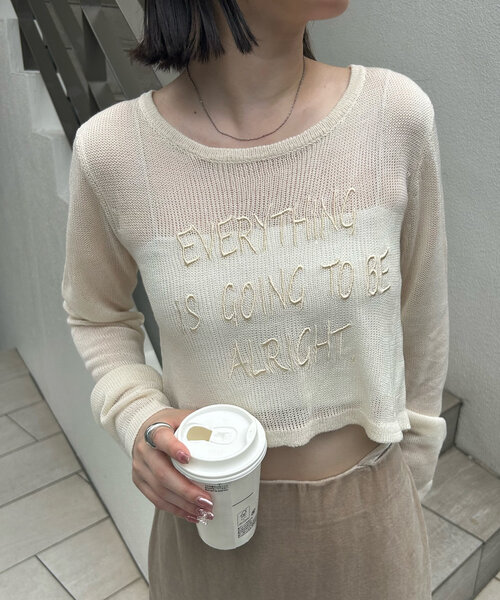 mline（エムライン）の「[mline]シアーロゴニット（ニット/セーター・レディース・アイボリー/グレー/ピンク・FREE）」の2枚目の写真