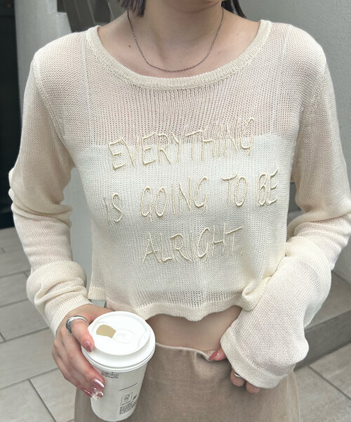 mline（エムライン）の「[mline]シアーロゴニット（ニット/セーター・レディース・アイボリー/グレー/ピンク・FREE）」の5枚目の写真