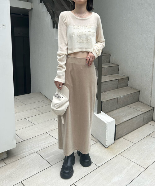 mline（エムライン）の「[mline]シアーロゴニット（ニット/セーター・レディース・アイボリー/グレー/ピンク・FREE）」の6枚目の写真