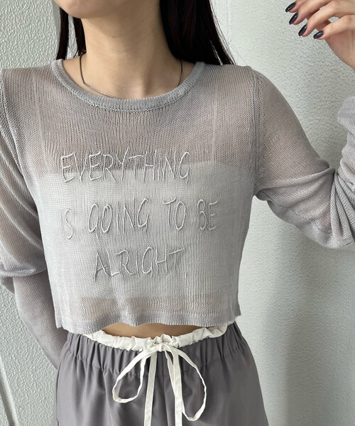 mline（エムライン）の「[mline]シアーロゴニット（ニット/セーター・レディース・アイボリー/グレー/ピンク・FREE）」の8枚目の写真