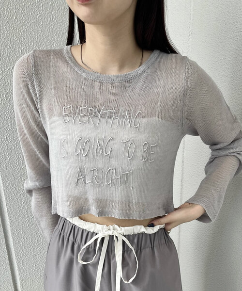 mline（エムライン）の「[mline]シアーロゴニット（ニット/セーター・レディース・アイボリー/グレー/ピンク・FREE）」の9枚目の写真