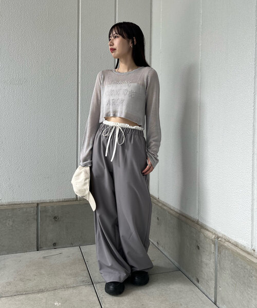 mline（エムライン）の「[mline]シアーロゴニット（ニット/セーター・レディース・アイボリー/グレー/ピンク・FREE）」の11枚目の写真