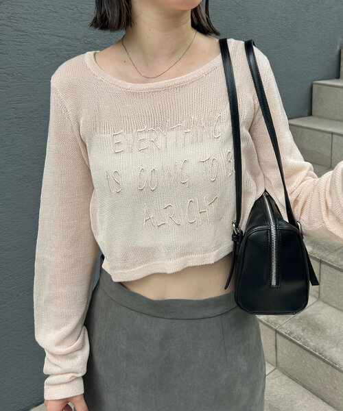 mline（エムライン）の「[mline]シアーロゴニット（ニット/セーター・レディース・アイボリー/グレー/ピンク・FREE）」の12枚目の写真