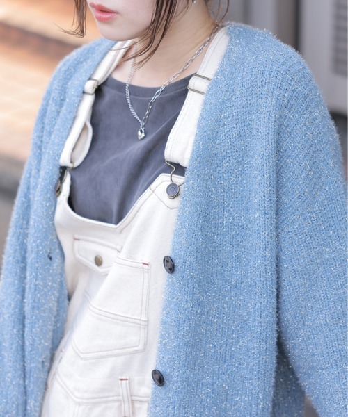 DOUBLE NAME（ダブルネーム）の「Vネックラメニットカーデ（カーディガン/ボレロ・レディース・ブラック/ブルー/オフホワイト・FREE）」の20枚目の写真