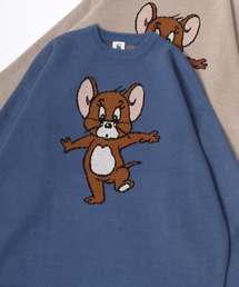 Tom and Jerry/トムとジェリー キャラクター フロント刺繍 リブライン ジャガードニット セーター