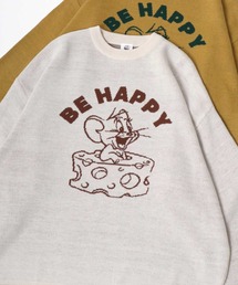 Tom and Jerry/トムとジェリー キャラクター フロント刺繍 リブライン ジャガードニット セーター