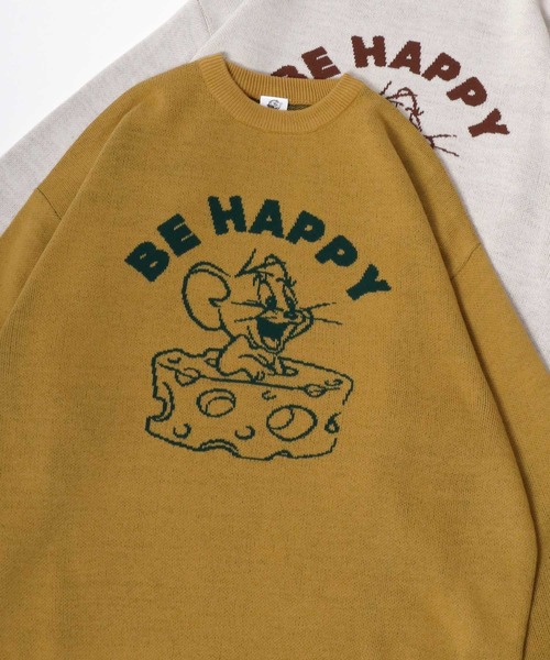 Tom＆Jerry（トムアンドジェリー）の「Tom and Jerry/トムとジェリー キャラクター フロント刺繍 リブライン ジャガードニット セーター（ニット/セーター・レディース・ピンク/グリーン/マスタード/ベージュ/ロイヤルブルー/ワイン/ブラック/アイボリー・M/L）」の6枚目の写真