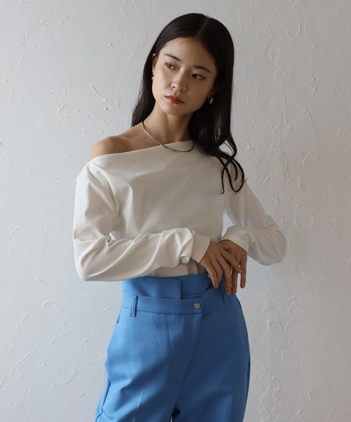 ENC（エンク）の「2way shoulder pullover / 2wayショルダープルオーバー（Tシャツ/カットソー・レディース・オフホワイト/ブラック・FREE）」の3枚目の写真