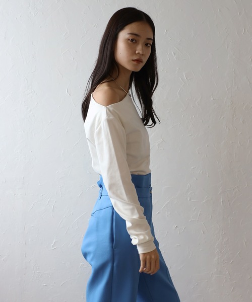 ENC（エンク）の「2way shoulder pullover / 2wayショルダープルオーバー（Tシャツ/カットソー・レディース・オフホワイト/ブラック・FREE）」の5枚目の写真