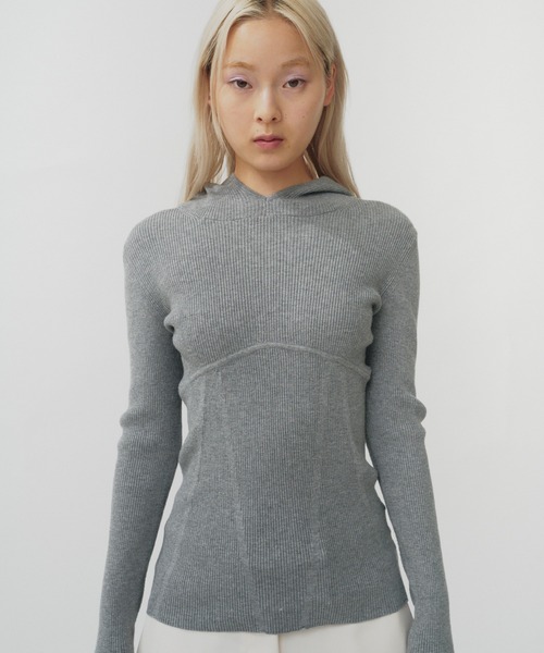 THINGS THAT MATTER（シングス ザット マター）の「HOODIE KNIT TOPS / フーディーニットトップス（ニット/セーター・レディース・グレー/ブラック/ラベンダー/オフホワイト・FREE）」の5枚目の写真