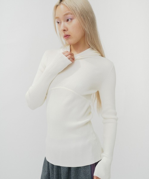 THINGS THAT MATTER（シングス ザット マター）の「HOODIE KNIT TOPS / フーディーニットトップス（ニット/セーター・レディース・グレー/ブラック/ラベンダー/オフホワイト・FREE）」の7枚目の写真