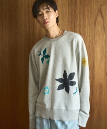 damage flower motif knit shirt cardigan / ダメージ加工フラワー