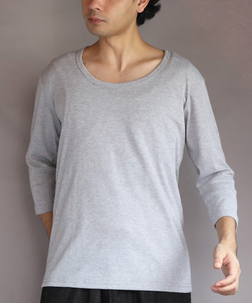 8(eight)(エイト)の「T/CフライスUネック7分袖Tシャツ(Tシャツ/カットソー・メンズ・ネイビー/ホワイト/ブラック/グレー/チャコールグレー・MEDIUM/X-LARGE/LARGE)」の4枚目の写真