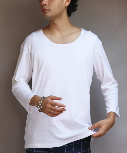 8(eight)(エイト)の「T/CフライスUネック7分袖Tシャツ(Tシャツ/カットソー・メンズ・ネイビー/ホワイト/ブラック/グレー/チャコールグレー・MEDIUM/X-LARGE/LARGE)」の2枚目の写真