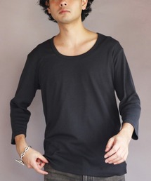 T/CフライスUネック7分袖Tシャツ