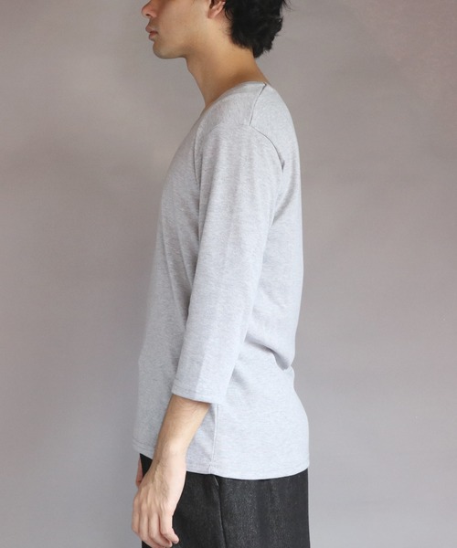 8(eight)(エイト)の「T/CフライスUネック7分袖Tシャツ(Tシャツ/カットソー・メンズ・ネイビー/ホワイト/ブラック/グレー/チャコールグレー・MEDIUM/X-LARGE/LARGE)」の8枚目の写真