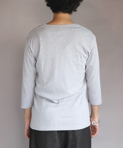 8(eight)(エイト)の「T/CフライスUネック7分袖Tシャツ(Tシャツ/カットソー・メンズ・ネイビー/ホワイト/ブラック/グレー/チャコールグレー・MEDIUM/X-LARGE/LARGE)」の9枚目の写真