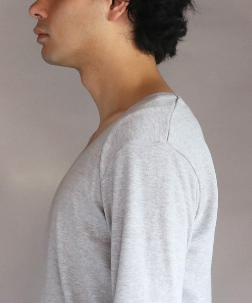 8(eight)(エイト)の「T/CフライスUネック7分袖Tシャツ(Tシャツ/カットソー・メンズ・ネイビー/ホワイト/ブラック/グレー/チャコールグレー・MEDIUM/X-LARGE/LARGE)」の12枚目の写真