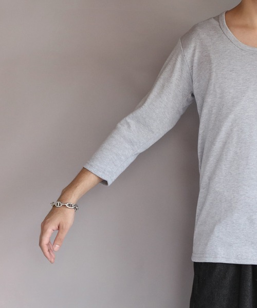 8(eight)(エイト)の「T/CフライスUネック7分袖Tシャツ(Tシャツ/カットソー・メンズ・ネイビー/ホワイト/ブラック/グレー/チャコールグレー・MEDIUM/X-LARGE/LARGE)」の15枚目の写真