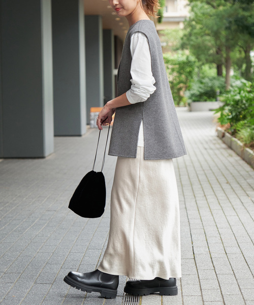 美品★Spick &spanダブルフェイスVネックベスト Spick & Span（スピックアンドスパン）の「ダブルフェイスVネック