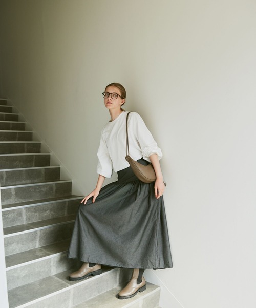 Tensel denim flare skirt