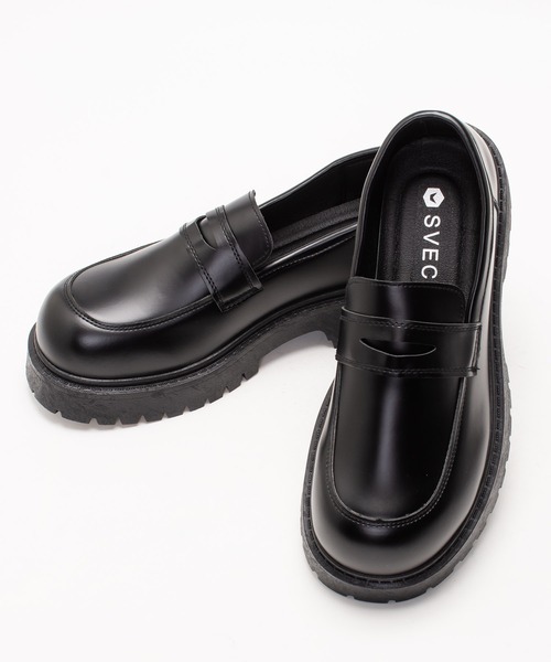SVEC（シュベック）の「厚底 コインローファー / スリッポン（ローファー・レディース・ブラック・42/41/40/39/38/37/46/45/44/43）」の4枚目の写真