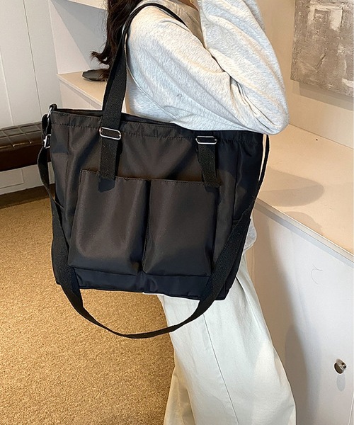 TABI PAL(タビパル)の「アウトポケット付き ショルダーバッグ(ショルダーバッグ・レディース・ブラック/Off White/ブルー/グリーン・FREE)」の3枚目の写真