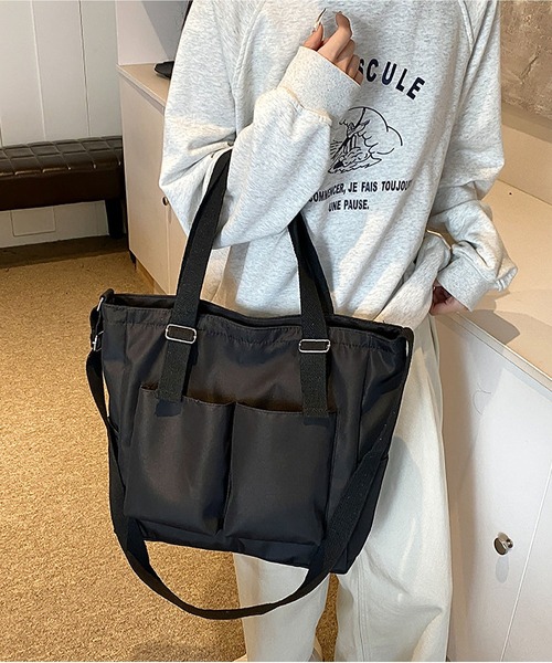TABI PAL(タビパル)の「アウトポケット付き ショルダーバッグ(ショルダーバッグ・レディース・ブラック/Off White/ブルー/グリーン・FREE)」の9枚目の写真