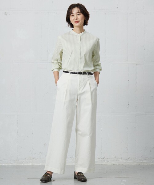 J.PRESS(ジェイプレス)の「【洗える】BEZ VEGA バンドカラー ブラウス(シャツ/ブラウス・レディース・イエロー系1/ピンク系1/サックスブルー系1・11/9)」の6枚目の写真