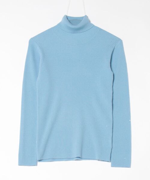 スパンコールリブハイネックニット≪手洗い可能≫