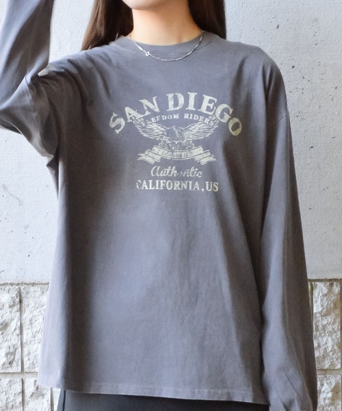 spiritoso(スピリトーゾ)の「【spiritoso】アーチロゴイーグルプリントロンT(Tシャツ/カットソー・レディース・バーガンディー/ブラック/チャコールグレー・FREE)」の21枚目の写真