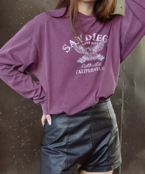 spiritoso(スピリトーゾ)の「【spiritoso】アーチロゴイーグルプリントロンT(Tシャツ/カットソー・レディース・バーガンディー/ブラック/チャコールグレー・FREE)」の15枚目の写真