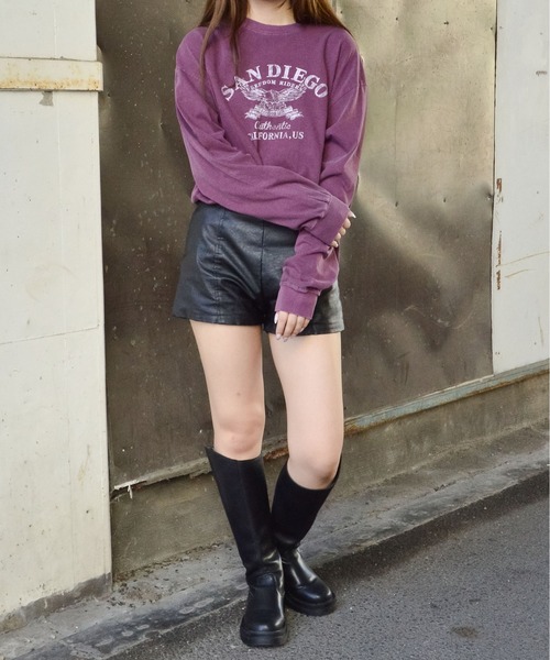 spiritoso(スピリトーゾ)の「【spiritoso】アーチロゴイーグルプリントロンT(Tシャツ/カットソー・レディース・バーガンディー/ブラック/チャコールグレー・FREE)」の13枚目の写真