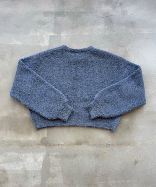 SHAGGIE（シャギー）の「フェザーヤーンソフトタッチロゴボリュームニット（ニット/セーター・レディース・ホワイト/ライトグレー/チャコールグレー・FREE）」の6枚目の写真