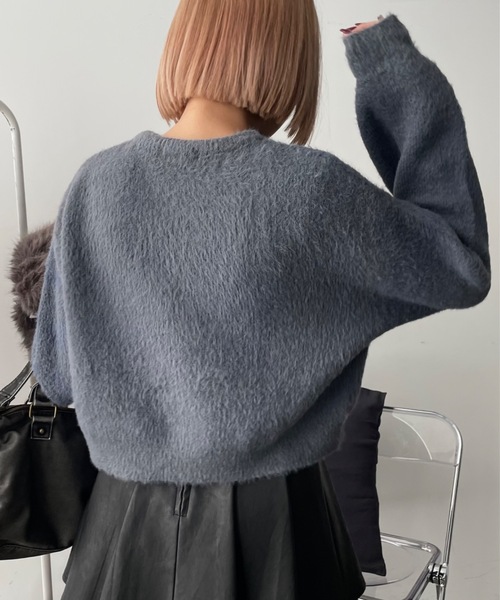 SHAGGIE（シャギー）の「フェザーヤーンソフトタッチロゴボリュームニット（ニット/セーター・レディース・ホワイト/ライトグレー/チャコールグレー・FREE）」の18枚目の写真