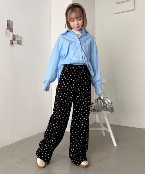 SOLLON.（ソルロン）の「小花柄ワイドパンツ（その他パンツ・レディース・ブラック/クリーム・M）」の17枚目の写真