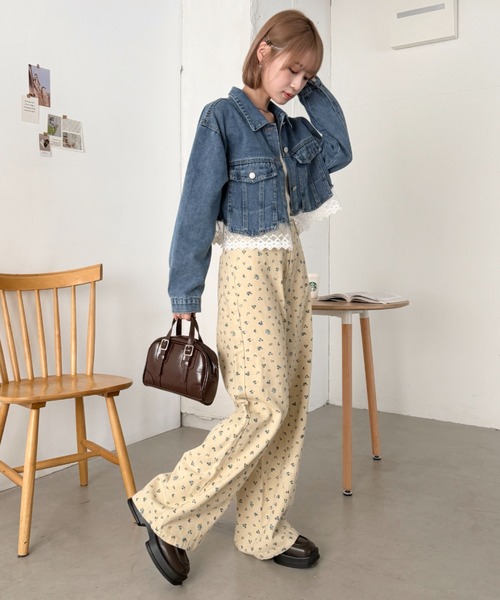 SOLLON.（ソルロン）の「小花柄ワイドパンツ（その他パンツ・レディース・ブラック/クリーム・M）」の9枚目の写真