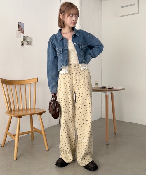 SOLLON.（ソルロン）の「小花柄ワイドパンツ（その他パンツ・レディース・ブラック/クリーム・M）」の8枚目の写真