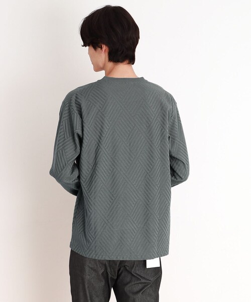 リンクスジャカード長袖Tシャツ ON／OFF兼用（Tシャツ/カットソー