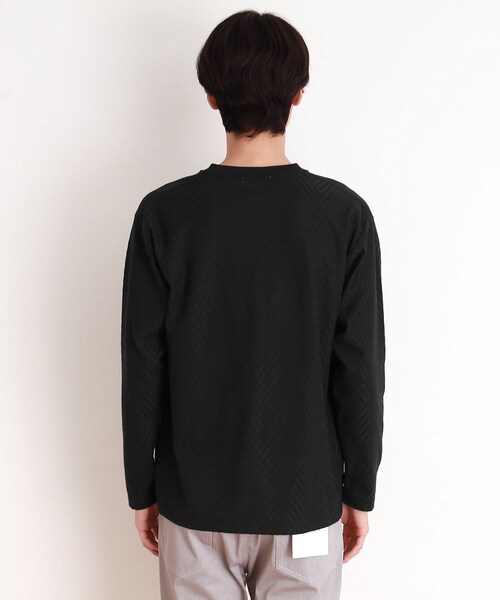 リンクスジャカード長袖Tシャツ ON／OFF兼用（Tシャツ/カットソー