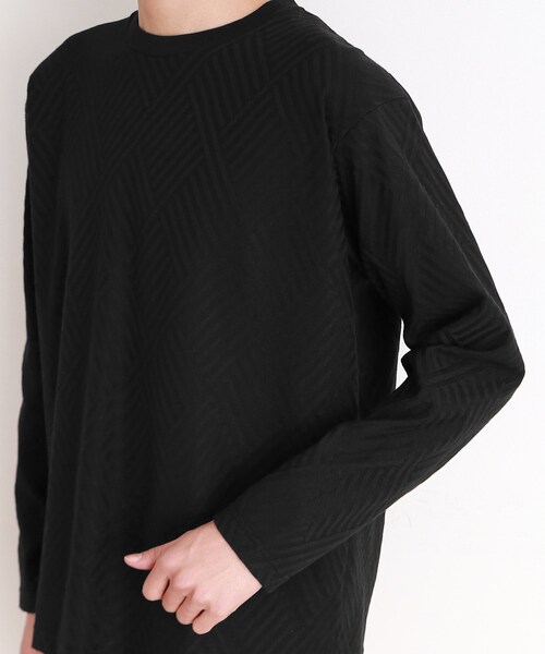 リンクスジャカード長袖Tシャツ ON／OFF兼用（Tシャツ/カットソー