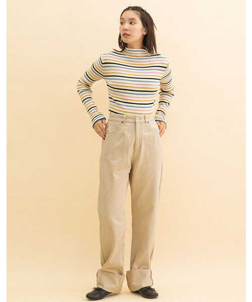 POU DOU DOU(プードゥドゥ)の「裾ロールアップパンツ(デニムパンツ・レディース・ブラック/キナリ・M)」の12枚目の写真