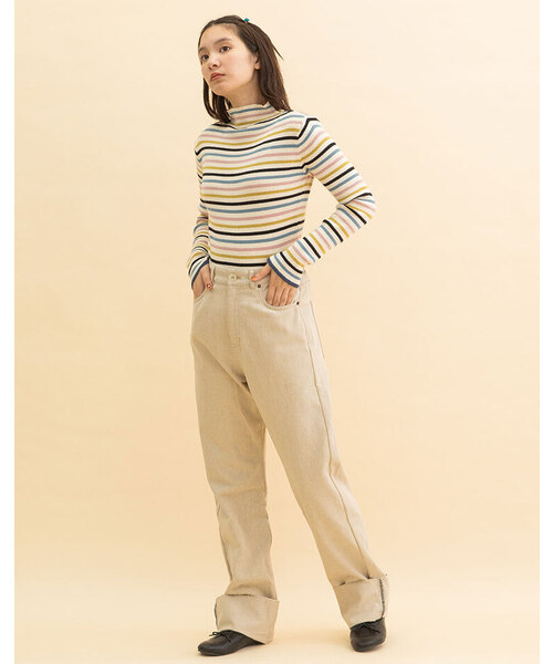 POU DOU DOU(プードゥドゥ)の「裾ロールアップパンツ(デニムパンツ・レディース・ブラック/キナリ・M)」の13枚目の写真