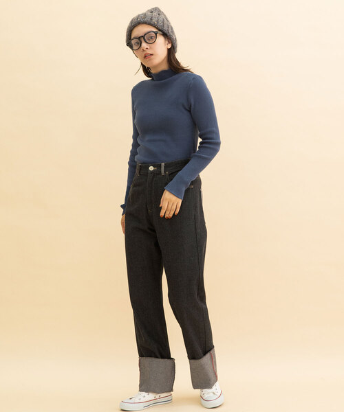 POU DOU DOU(プードゥドゥ)の「裾ロールアップパンツ(デニムパンツ・レディース・ブラック/キナリ・M)」の22枚目の写真