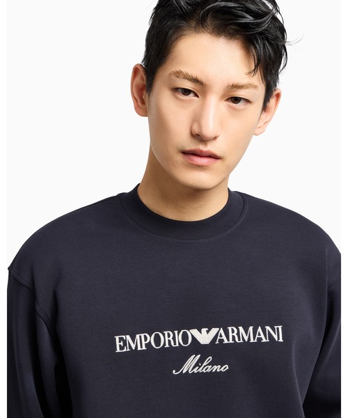 EMPORIO ARMANI（エンポリオアルマーニ）の「【エンポリオ アルマーニ】スウェットシャツ ダブルジャージー ロゴ刺繍（スウェット・メンズ・ブラック/アイボリー/ネイビー・X-LARGE/SMALL/MEDIUM/LARGE/XX-LARGE/XXX-LARGE/X-SMALL）」の9枚目の写真