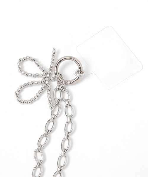 LEPSIM（レプシィム）の「フェイクレザー＊メタルスマホストラップ　254422（スマホグッズ・レディース・シルバー/ブラック・ONE SIZE）」の5枚目の写真