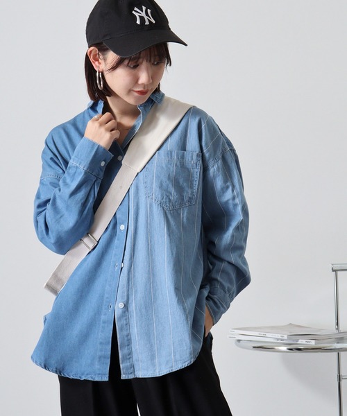 【セール】je crois soi ストライプ＆無地 デニムシャツ（シャツ/ブラウス）｜FUNALIVE（ファンアライブ）